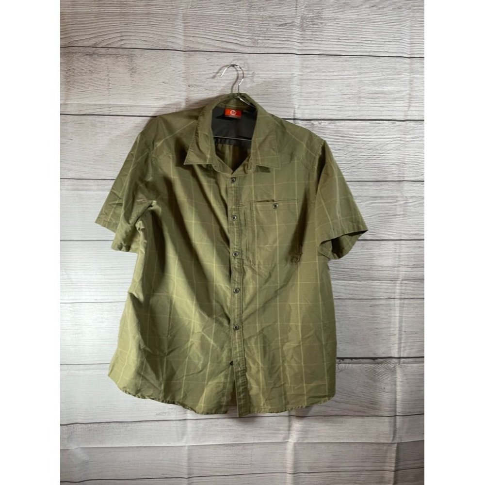 Merrell - Men's Green/Yellow Check Short Sleeve Button Down - Size XXL